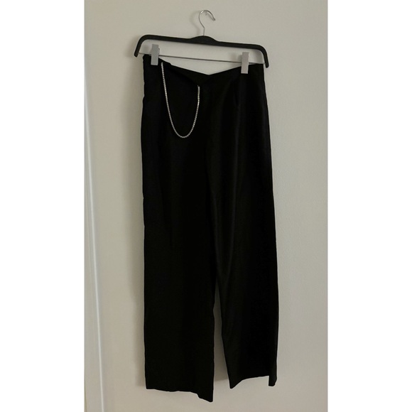 Nana Jacqueline Hallie Black Diamond Chain Wide Leg Black Pants - Picture 3 of 11